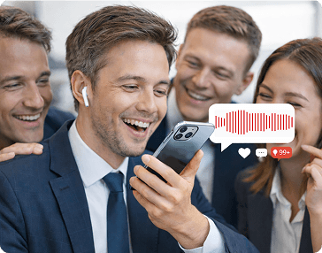 Team using AI voice translation